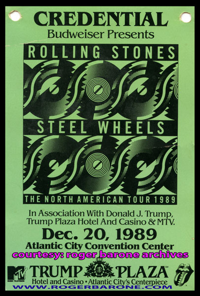 rolling stones atlantic city backstage pass for Steel Wheels