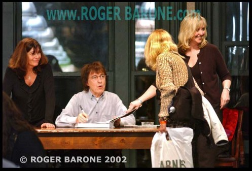 Former Rolling Stones' bass player, BIll Wyman, signs copies of "Rolling With The Stones" at Union Square author event. Photo © roger barone 2002