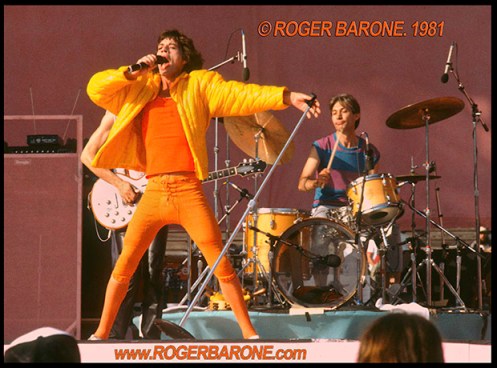 Mick Jagger and Rolling Stones concert photo from JFK Stadium © roger barone 1981