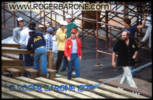 Mick Jagger walking to JFK Stadium stage to perform with Rolling Stones (6/17/78)