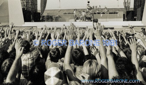 Rolling Stones' crowd being hosed down JFK Stadium (8/26/81) © Roger Barone