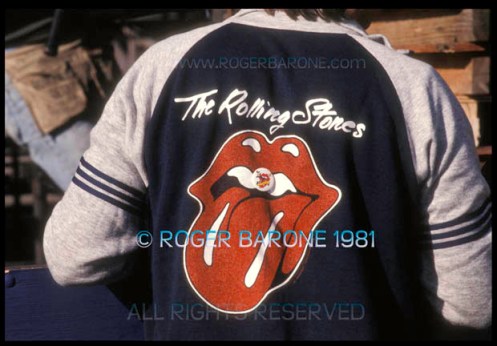 Rolling Stones' road crew setting up JFK Stadium stage (9/24/81) photo: roger barone