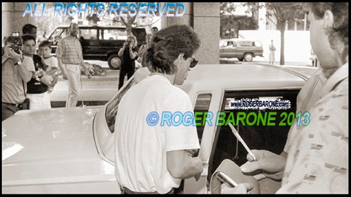 Rolling Stones Mick Jagger leaving Four Seasons Hotel in Philly © Roger Barone 1989 (August 27, 1989)