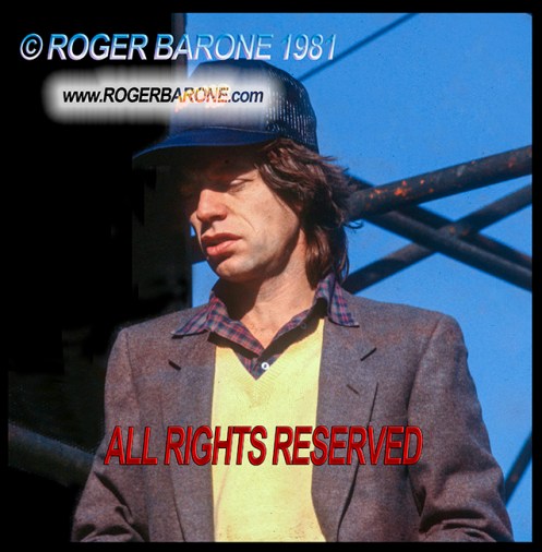 Mick Jagger Rolling Stones sound check JFK Stadium September 24, 1981 © roger barone