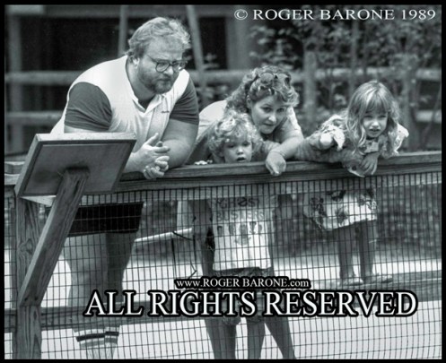 Bob Bender with Mick Jagger's children at Philly Zoo august 1989. Photo by roger barone