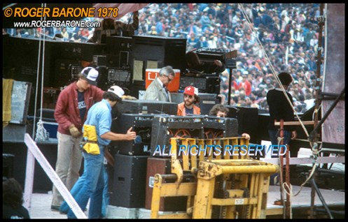 Rolling Stones equipment set up JFK Stadium June 1978 photo by roger barone
