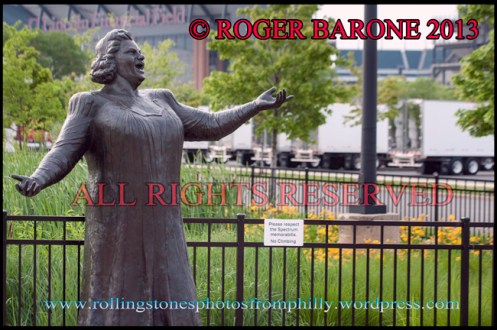 Kate Smith sculpture rolling stones trucks wells fargo center; june 18, 2013 © roger barone