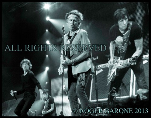 Keith Richards with Ronnie Wood and Mick Jagger, Rolling Stones concert, philly, Wells Fargo Center. © photo roger barone 2013