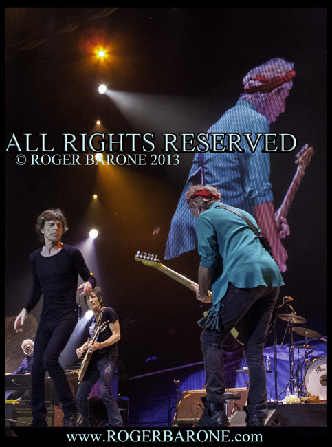 Keith Richards and Mick Jagger Rolling Stones 50 and Counting Tour, Wells Fargo Center, June 21, 2013, © Roger Barone 