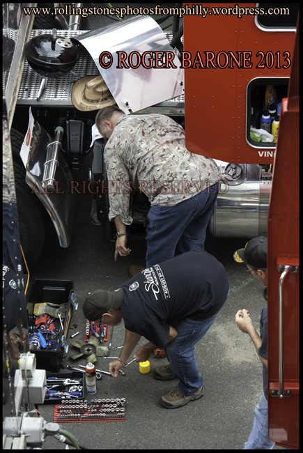 rolling stones' truck repair well fargo center lot, June 18, 2013, photo by roger barone ©