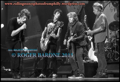 Mick Jagger, Ronnie Wood, Mick Taylor and Keith Richards, Wells Fargo Center Philly photo: roger barone