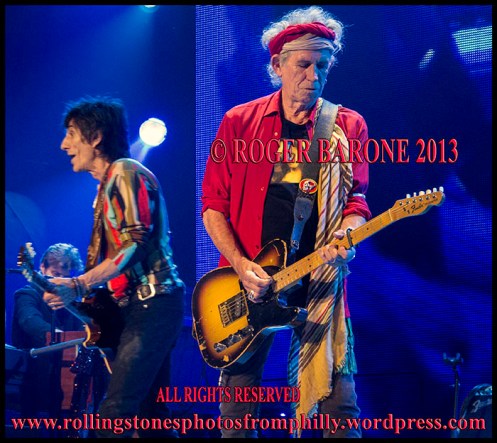 Keith Richards and Ronnie Wood "You can't always get what you want" wells fargo center, june 21, 2013 photo by roger barone