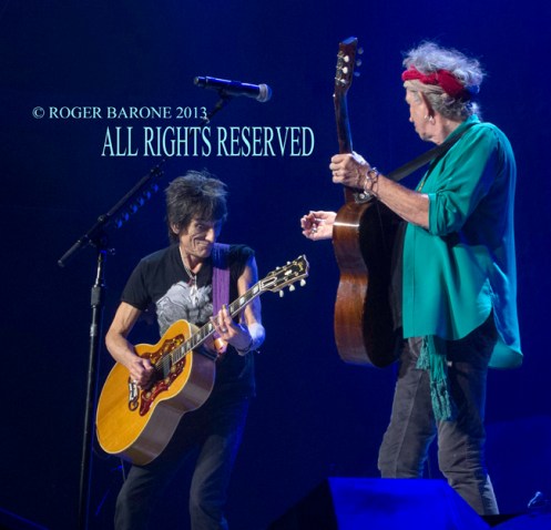 Keith Richards and Ronnie Wood Wells Fargo Center, june 21, 013 photo roger barone