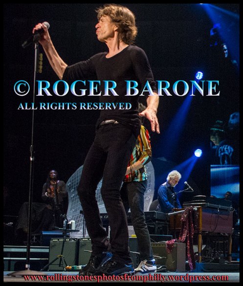 Mick Jagger full body photo profile Wells Fargo Center, June 21, 2013 photo by roger barone