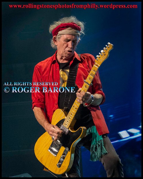 Keith Richards red shirt, red headband philly, june 21, 2013. photo by roger barone