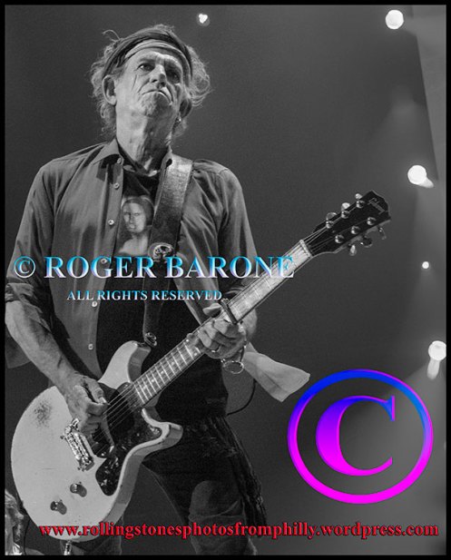 Keith Richards staring while playing "Midnight Rambler" Philadelphia, June 21, 2013. Photo by roger barone