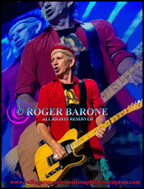 Keith Richards image projected on video screens. Wells Fargo Center, June 21, 2013 photo: roger barone