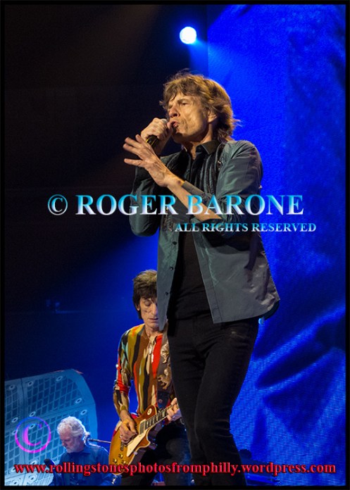 Rolling Stones Mick Jagger singing "You Can't Always Get What You Want" in Philadelphia, june 21, 2013, photo by roger barone