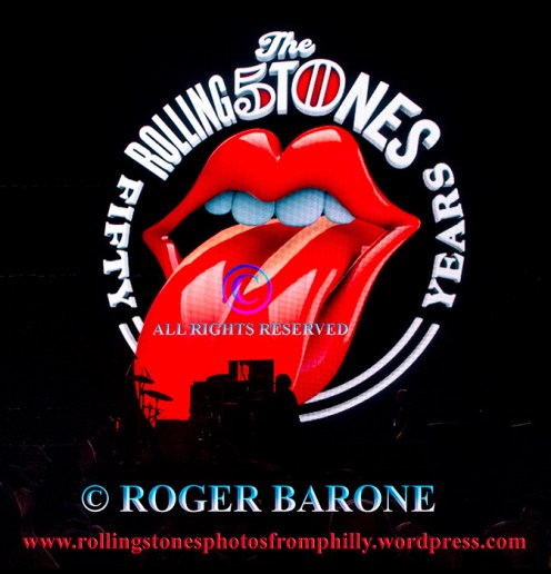 Rolling Stones "Fifty & Counting" Tour Logo, Philly, June 21, 2013. photo by roger barone