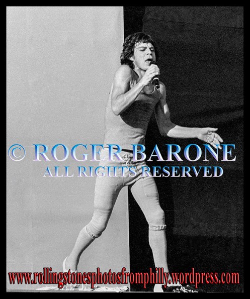 Mick Jagger performs with the rolling stones at JFK Stadium, september 26, 1981, photo by roger barone