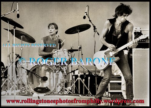 Rolling Stones drummer Charlie Watts, JFK Stadium, september 26, 1981, © roger barone