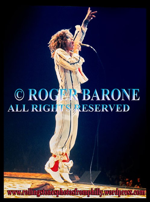 Mick Jagger leaping at the Spectrum, June 29, 1975. © roger barone