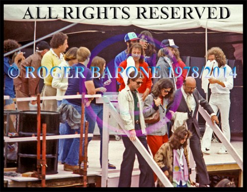 Foreigner leaving JFK Stadium stage after opening for the Rolling Stones. june 19, 1978 , © roger barone