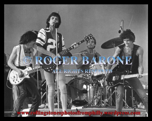 mick jagger wearing eagles jersey at jfk stones show september 26, 1981 © roger barone